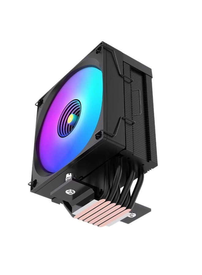 Spear Pc H600T PWM ARGB CPU Air Cooler Black – 6 Heat Pipes, Digital Temp & RPM Display, 120mm Fan, 230W TDP, Intel LGA 1851/1700 & AMD AM5 Compatible - Image 2